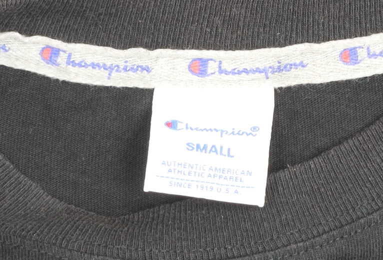 Champion Men's Black Small Crew Neck Short Sleeve Cotton T-Shirt