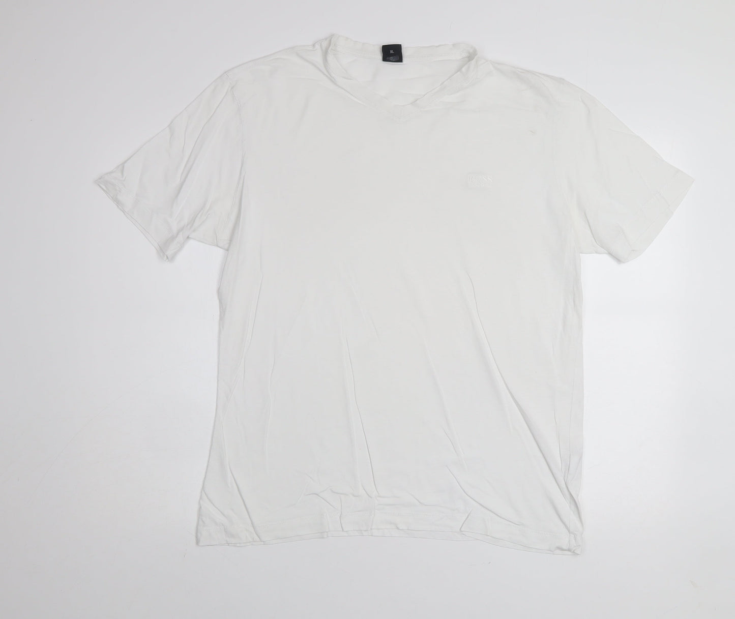 Hugo Boss Men's White Cotton Regular Fit Short Sleeve T-Shirt XL