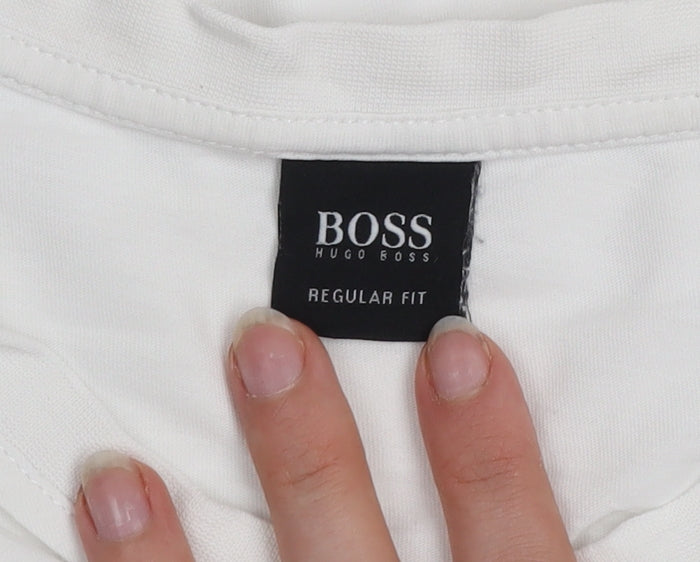 Hugo Boss Men's White Cotton Regular Fit Short Sleeve T-Shirt XL