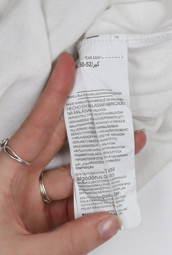 Under Armour Mens White Graphic Print Crew Neck Short Sleeve T-Shirt Size L