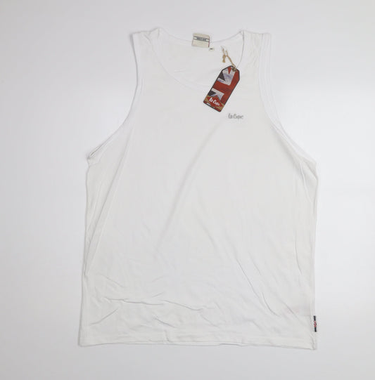Lee Cooper Men's White XL Sleeveless Cotton Vest Top