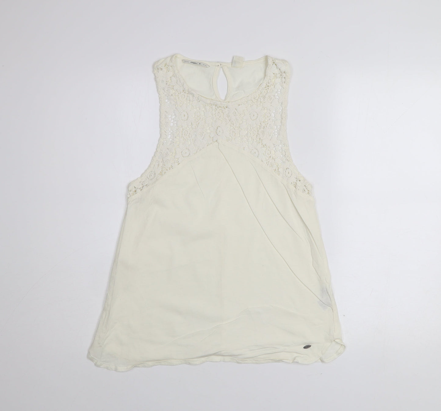 O'Neill Womens Ivory Crochet Cotton Sleeveless Tank Top Size 12