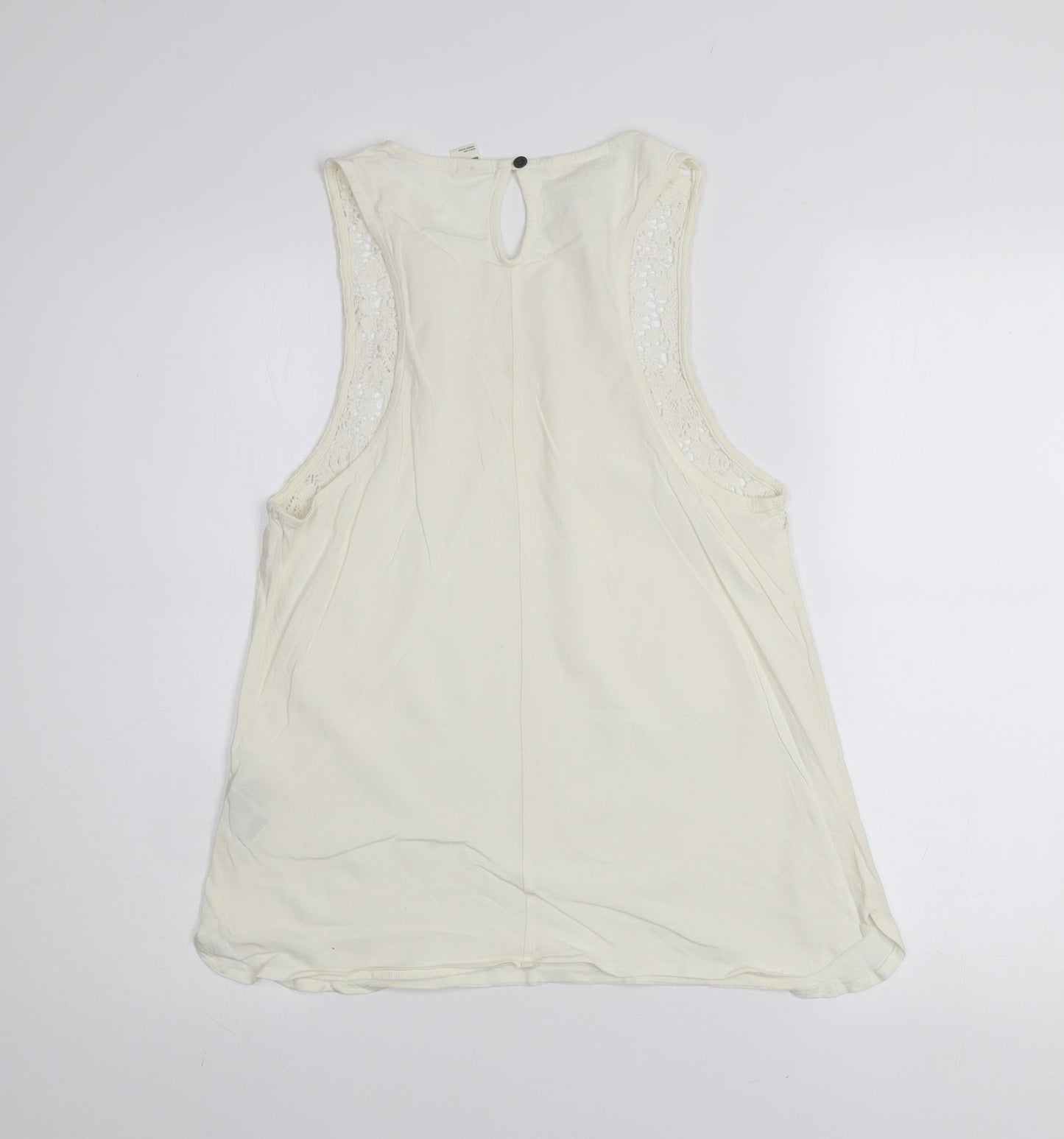 O'Neill Womens Ivory Crochet Cotton Sleeveless Tank Top Size 12