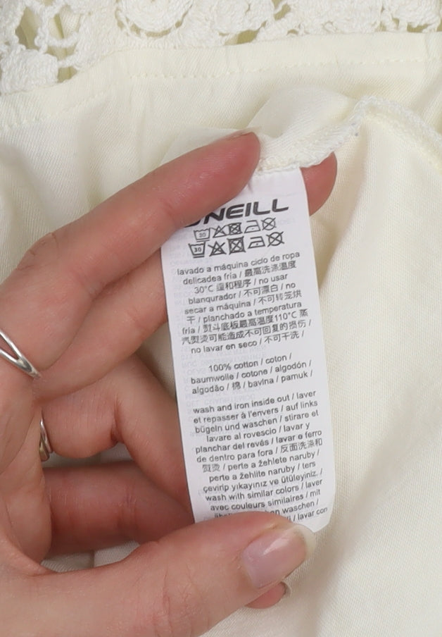 O'Neill Womens Ivory Crochet Cotton Sleeveless Tank Top Size 12