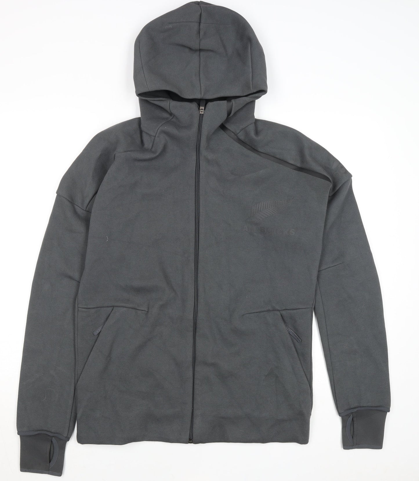 Adidas Men’s Grey All Blacks Full Zip Hooded Track Jacket Size M