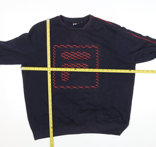FILA Men’s Blue XL Pullover Sweatshirt Crew Neck Logo Fleece