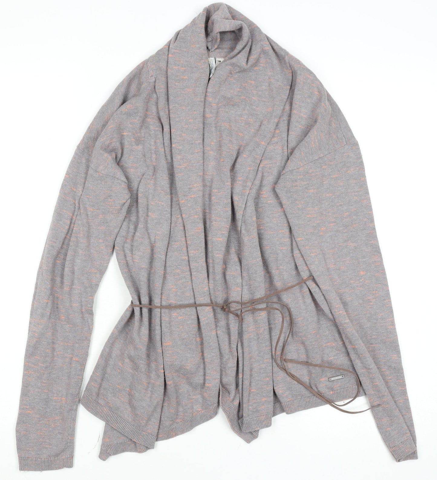 O'Neill Womens Grey Knit Belted Cardigan M Long Sleeve Relaxed Fit