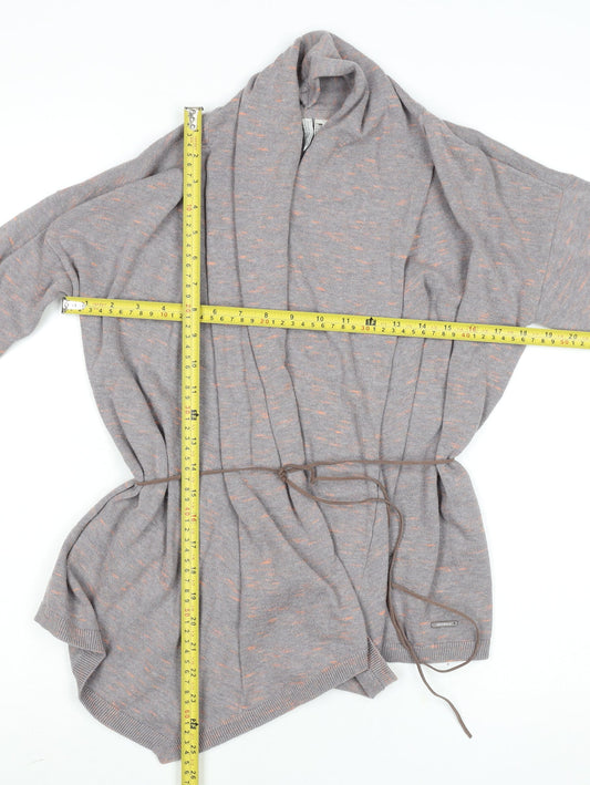 O'Neill Womens Grey Knit Belted Cardigan M Long Sleeve Relaxed Fit