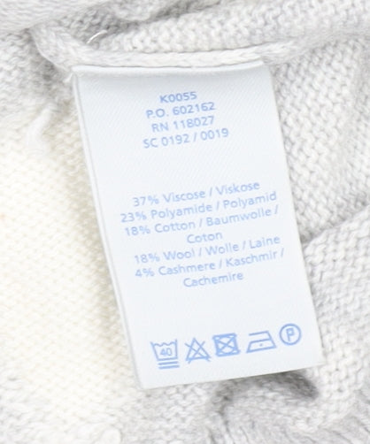 Boden Womens Grey Heart Knit Jumper Size M Crew Neck Wool Blend