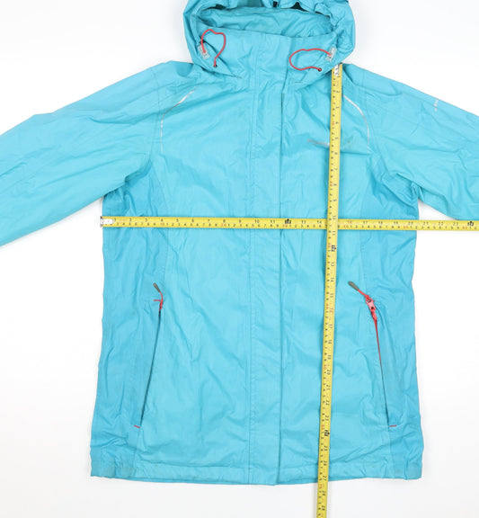 Regatta Women Blue Waterproof Hooded Mid-Length Rain Coat UK 12