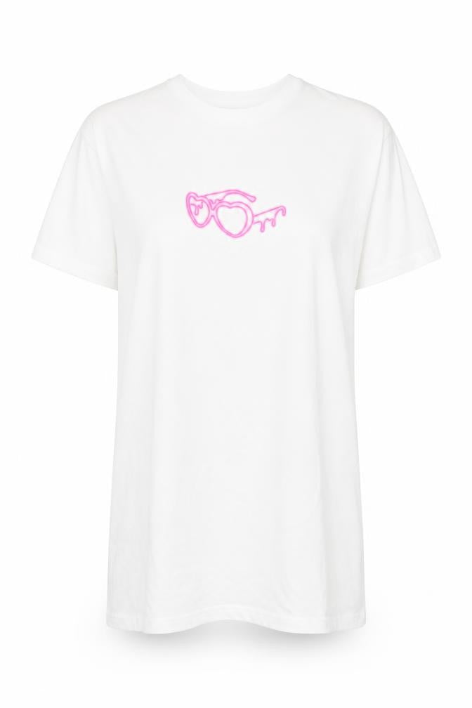 Front view of I Saw It First Women’s White Love Island T-Shirt Dress S