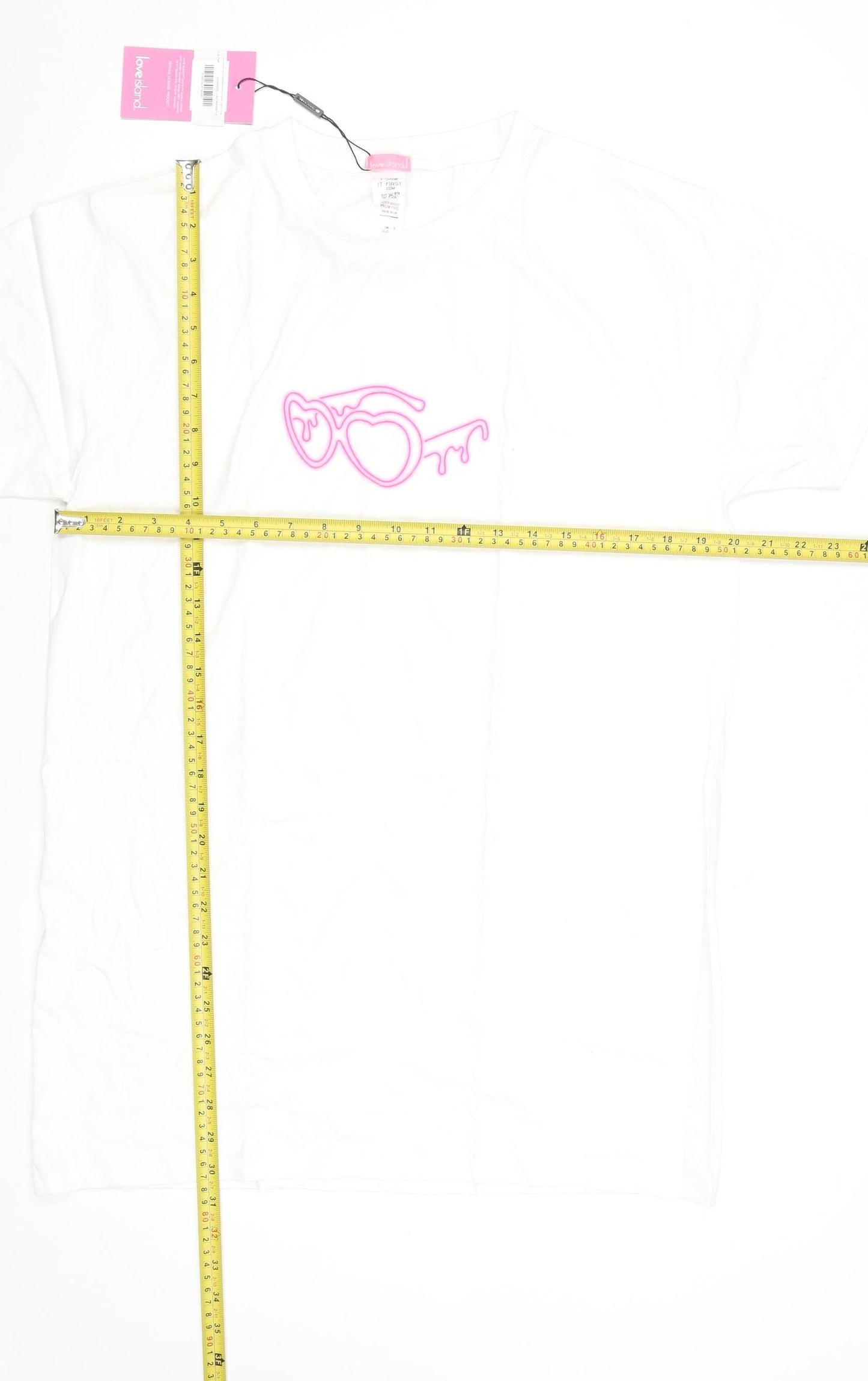 I Saw It First Love Island White Cotton Women's Small T-Shirt Dress