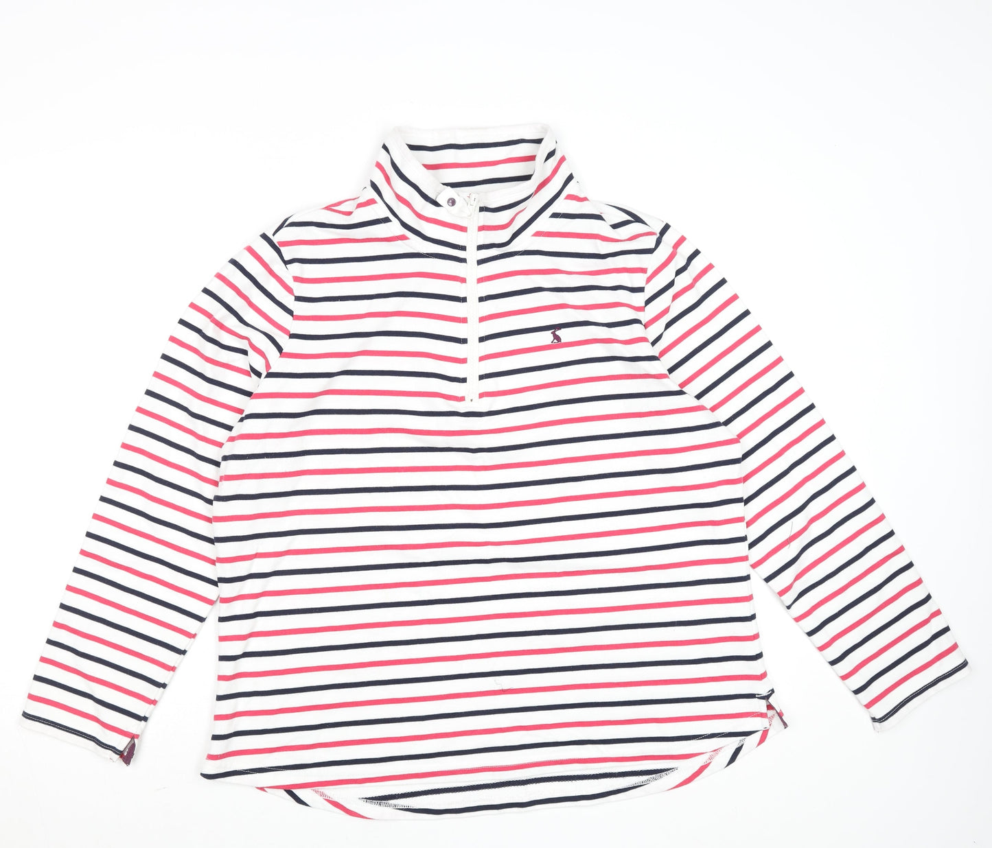 Joules Women’s Multicoloured Striped 1/4 Zip Cotton Jumper UK 18