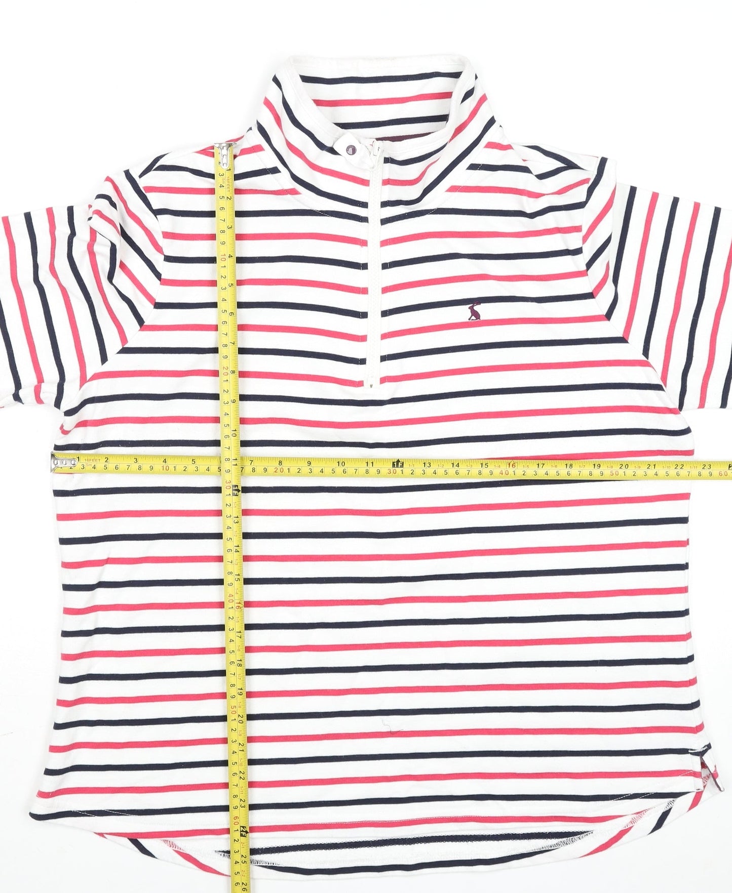Joules Women’s Multicoloured Striped 1/4 Zip Cotton Jumper UK 18