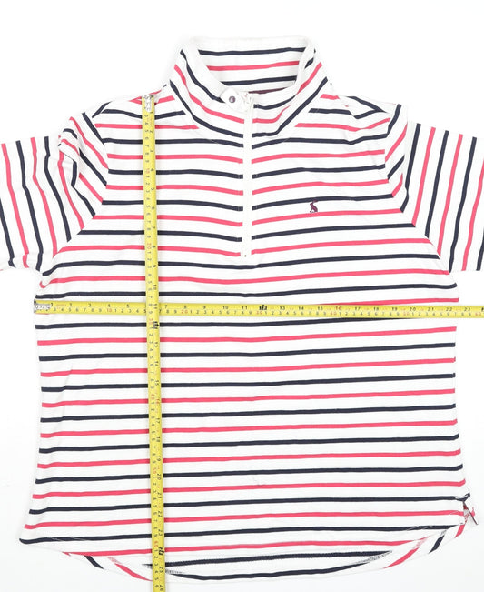 Joules Women’s Multicoloured Striped 1/4 Zip Cotton Jumper UK 18