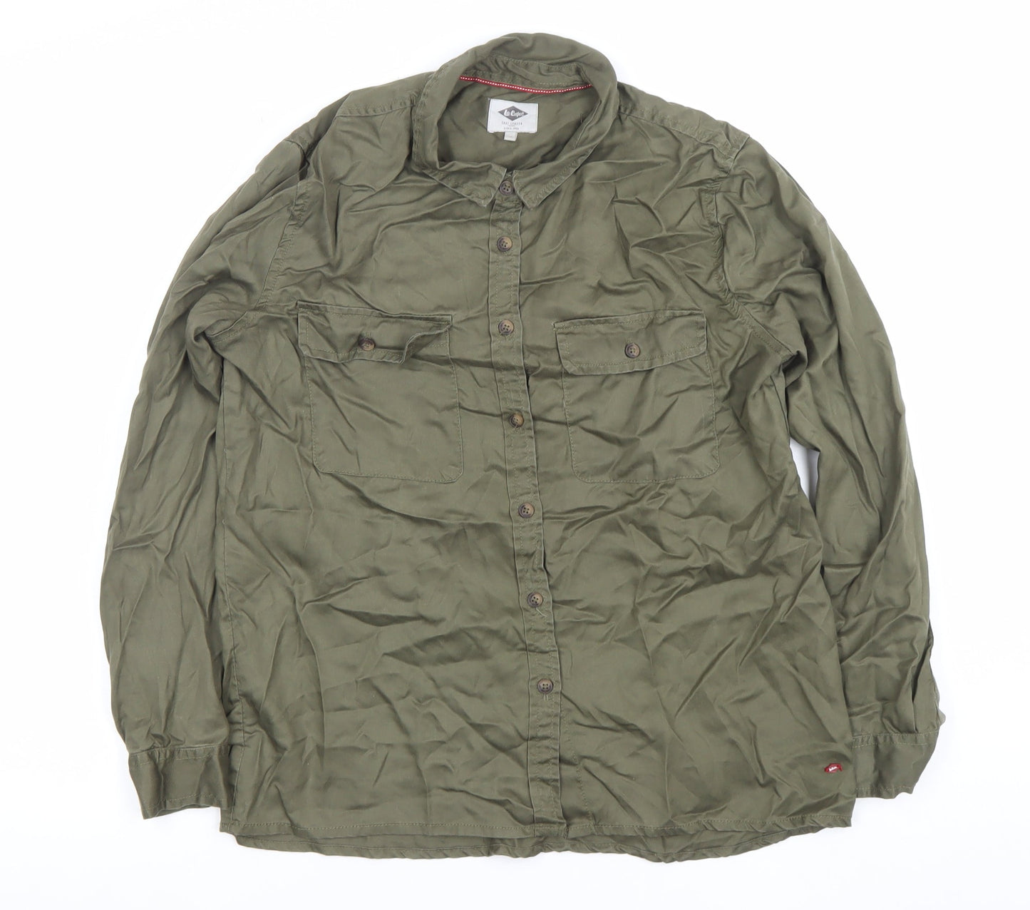 Lee Cooper Men's Green Long Sleeve Button-Up Casual Shirt M