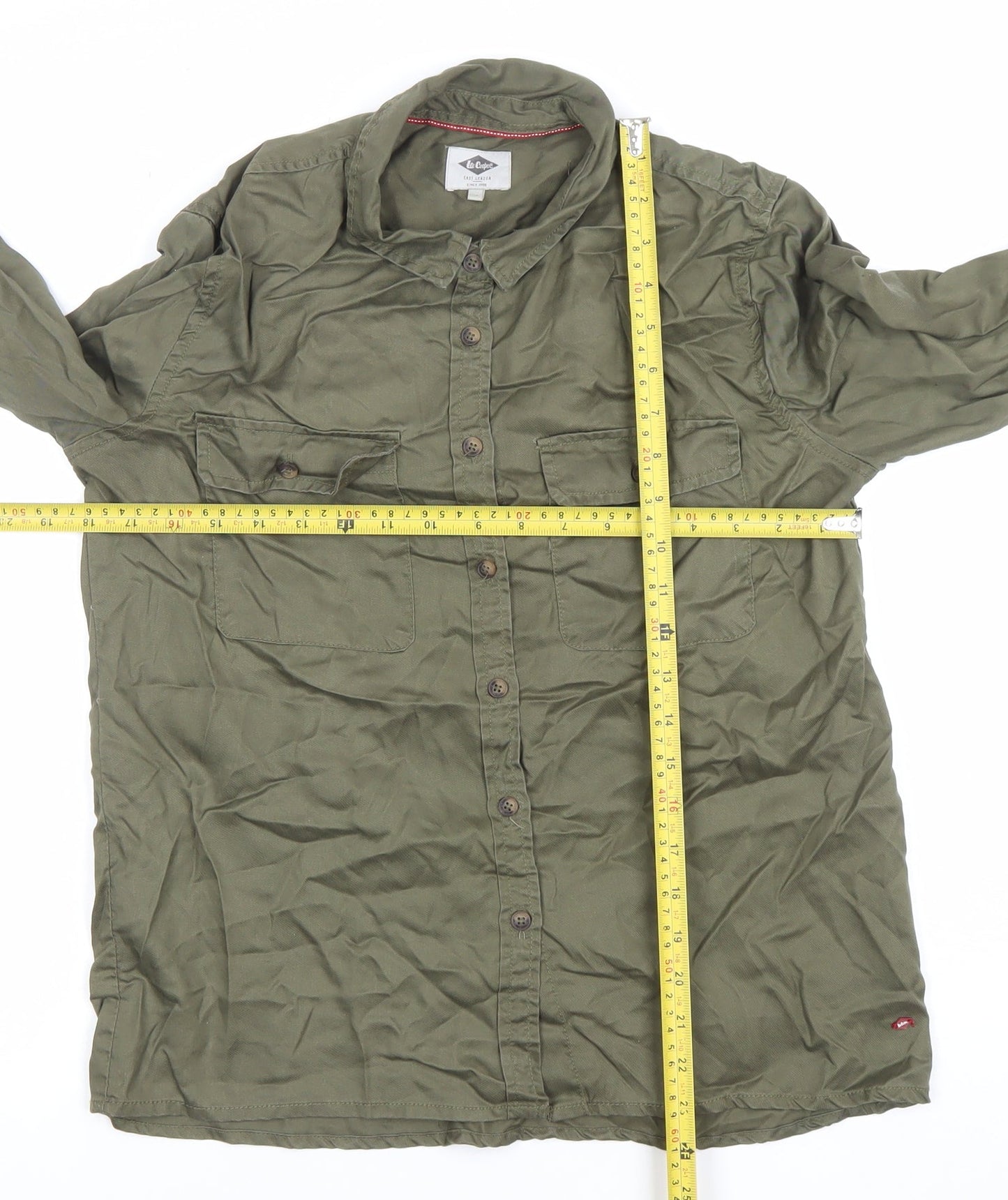 Lee Cooper Men's Green Long Sleeve Button-Up Casual Shirt M