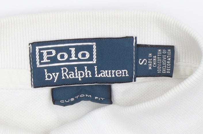 Ralph Lauren Men's White Cotton Polo Shirt Small Custom Fit