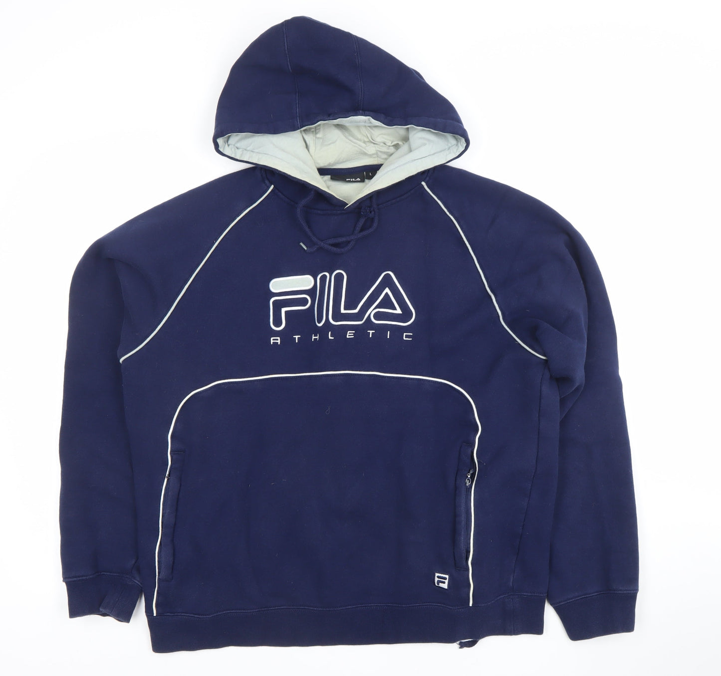 Fila Men's Blue Pullover Hoodie L Athletic Logo Sportswear
