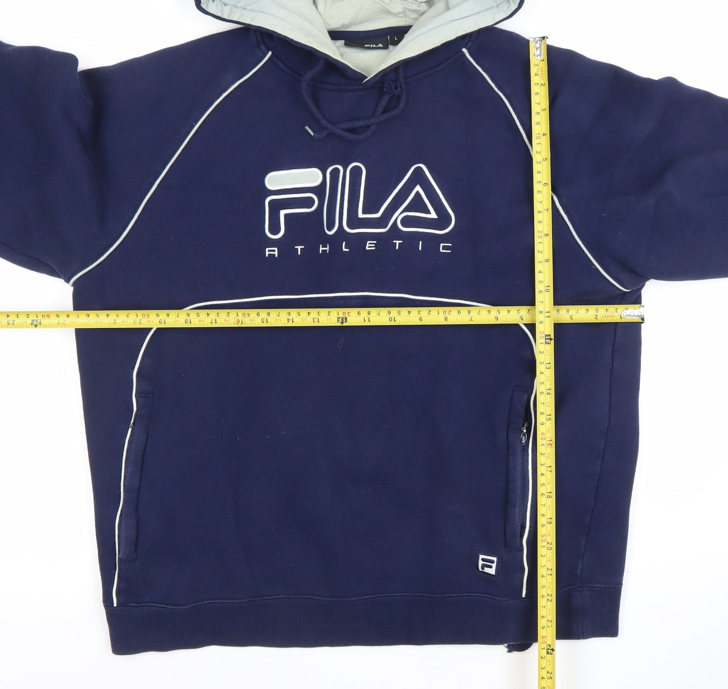 Fila Men's Blue Pullover Hoodie L Athletic Logo Sportswear