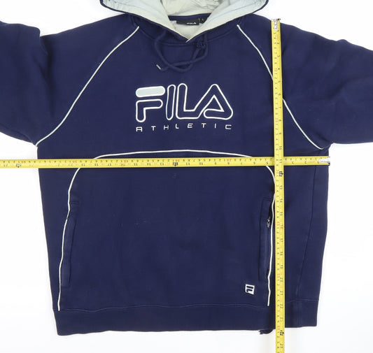 Fila Men's Blue Pullover Hoodie L Athletic Logo Sportswear