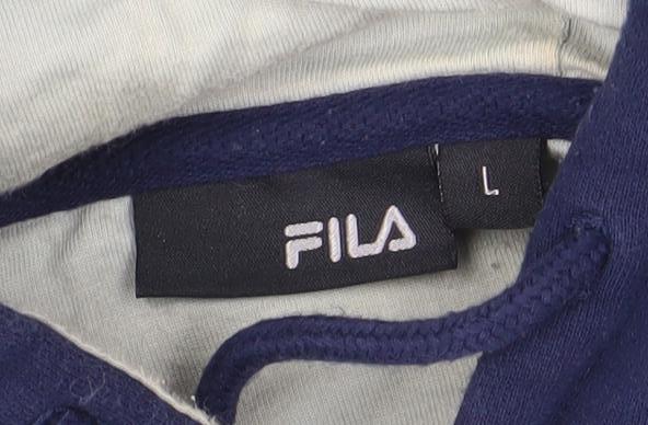 Fila Men's Blue Pullover Hoodie L Athletic Logo Sportswear