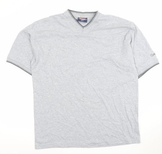 Lee Cooper Men's Grey V-Neck Short Sleeve T-Shirt Size L