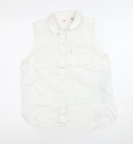 Levi's Women's White Sleeveless Button-Up Cotton Shirt Size S