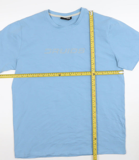 Druids Men's Blue Regular Fit Cotton Crew Neck T-Shirt Size S