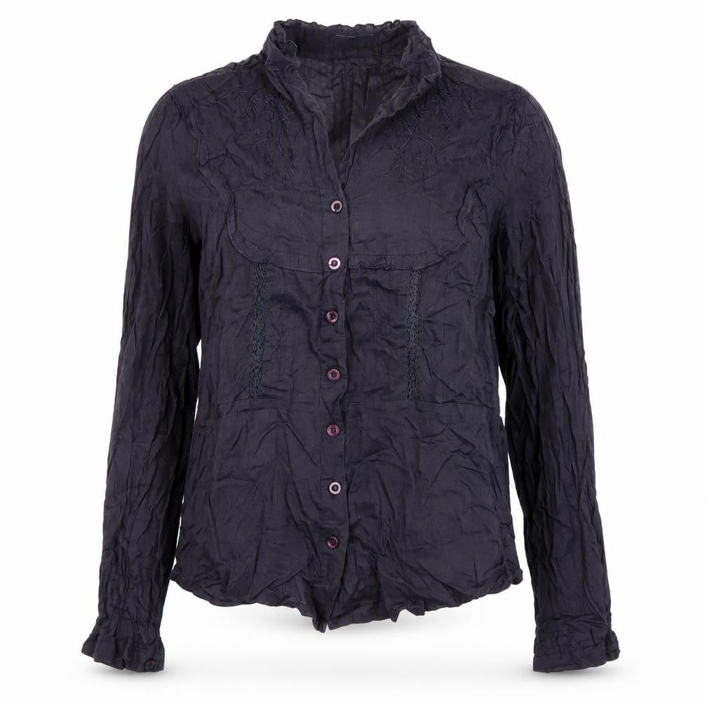 Punt Roma Women Blue Cotton Long Sleeve Button Blouse Size 14