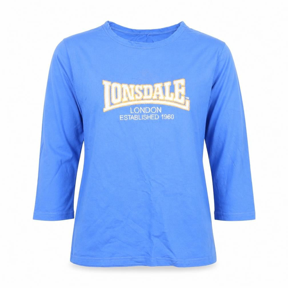 Lonsdale Women Blue 3/4 Sleeve Cotton Stretch T-Shirt Size S