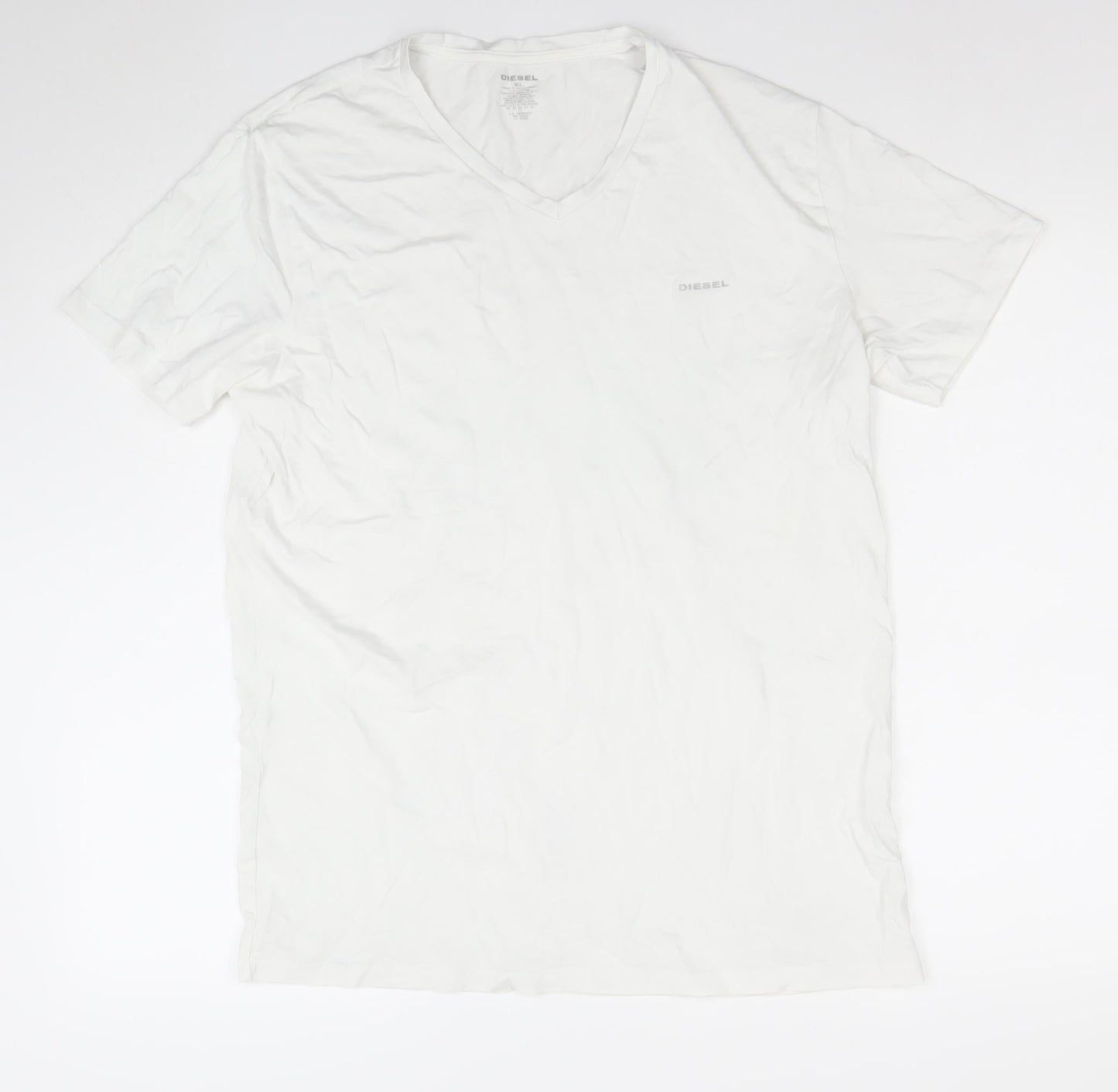 Diesel Men's White XL Cotton Crew Neck Short Sleeve T-Shirt