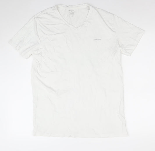 Diesel Men's White XL Cotton Crew Neck Short Sleeve T-Shirt