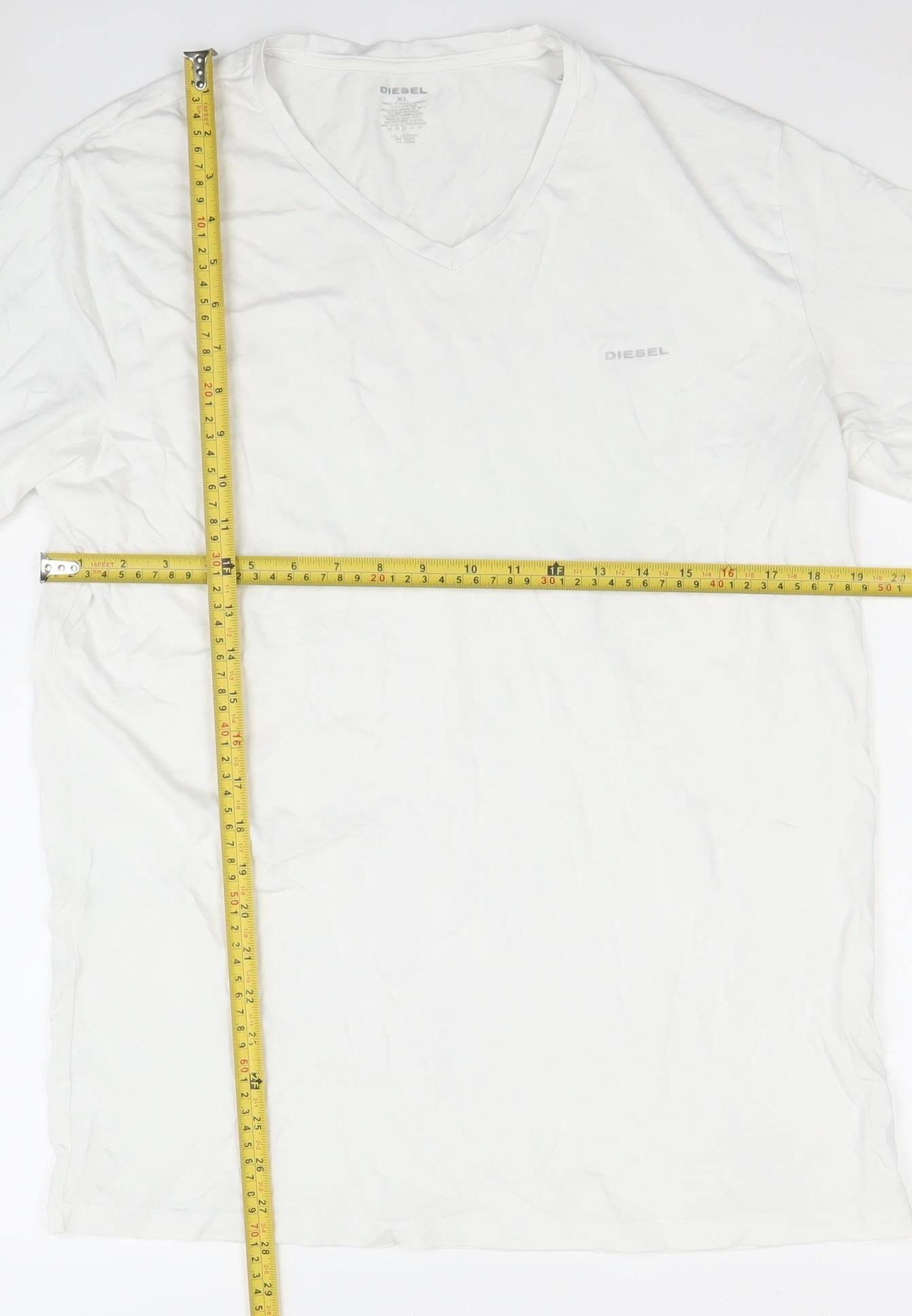 Diesel Men's White XL Cotton Crew Neck Short Sleeve T-Shirt