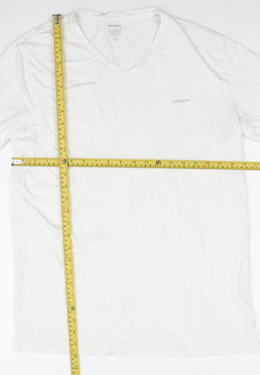 Diesel Men's White XL Cotton Crew Neck Short Sleeve T-Shirt