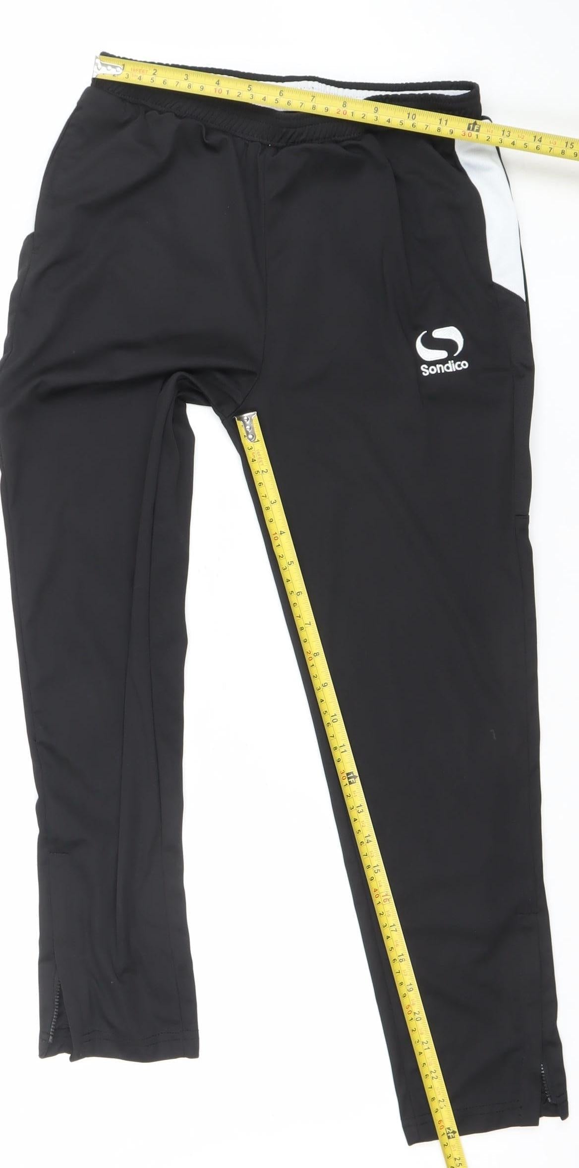 Sondico Boys Black 13 Years Track Pants Elastic Waist Football Joggers