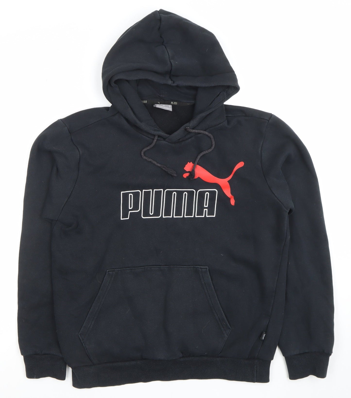 Puma Men's Black XS Pullover Hoodie with Red Logo