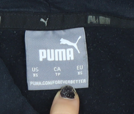 Puma Men's Black XS Pullover Hoodie with Red Logo