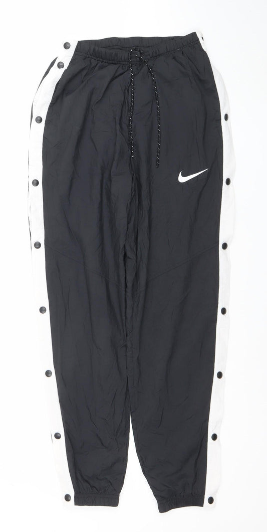 Nike Men's Black XS Track Pants with Snap Sides and Drawstring Waist