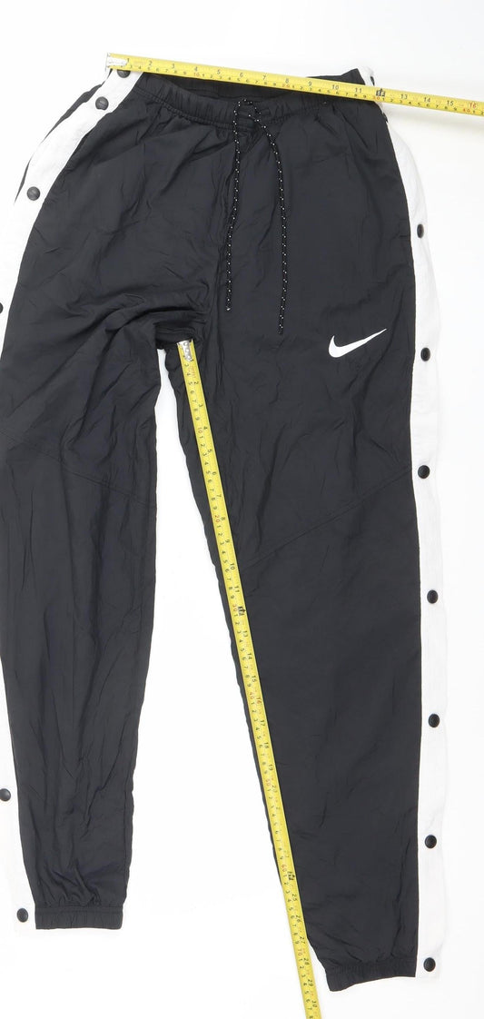 Nike Men's Black XS Track Pants with Snap Sides and Drawstring Waist
