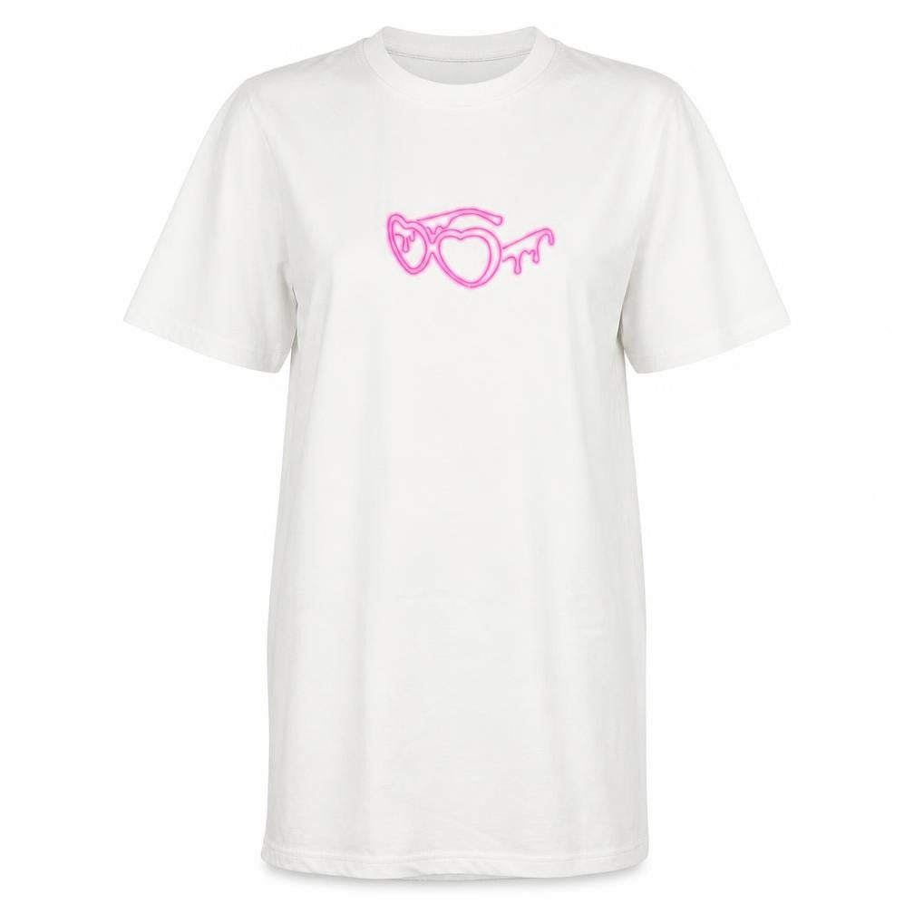Front view of I Saw It First Women’s White Love Island Small Graphic T-Shirt Dress