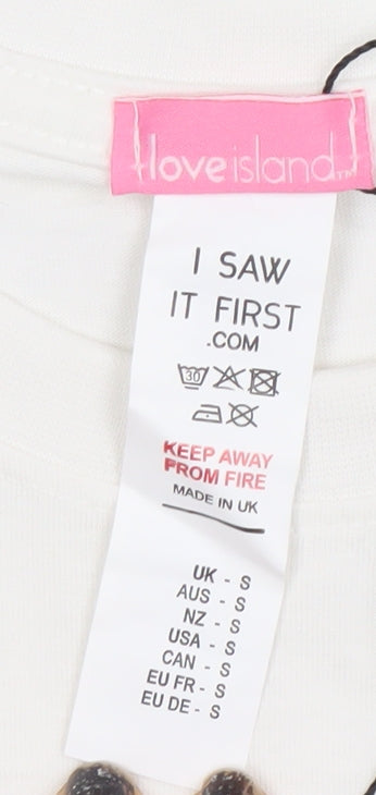 I Saw It First Women’s White Love Island Small Graphic T-Shirt Dress