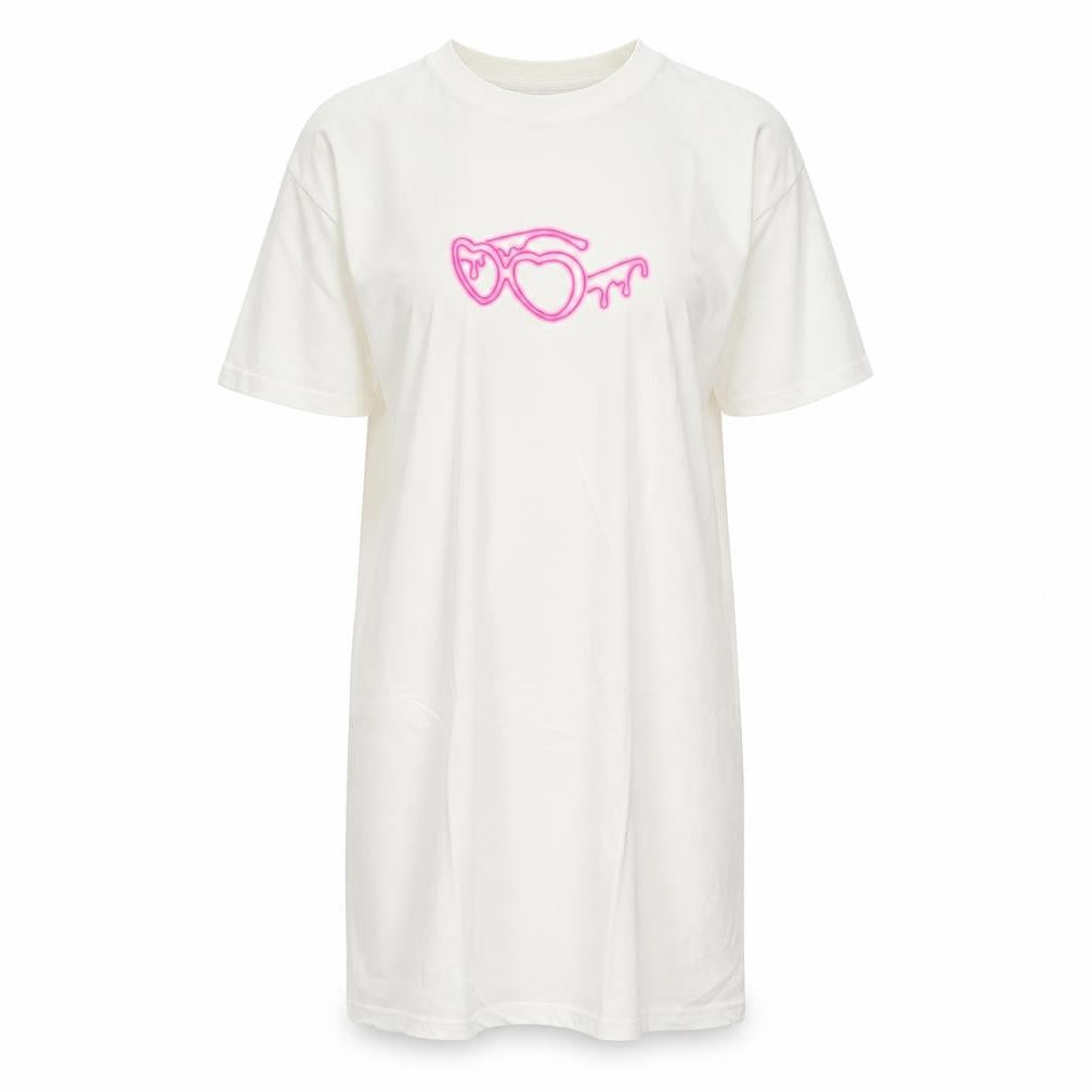 Front view of I Saw It First Women White Love Island Short T-Shirt Dress, size S