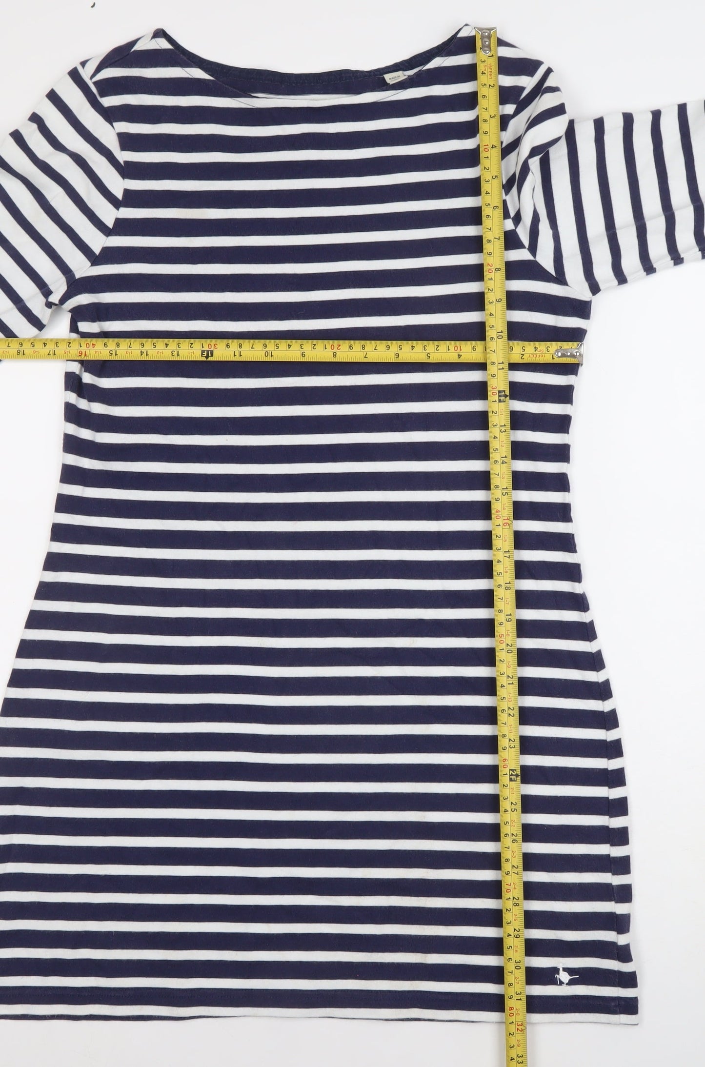 Jack Wills Women's Blue Striped T-Shirt Dress Size 12