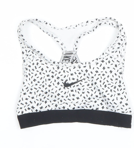 Nike Girls White Black Dri-FIT Sports Bra M Athletic Tank Top