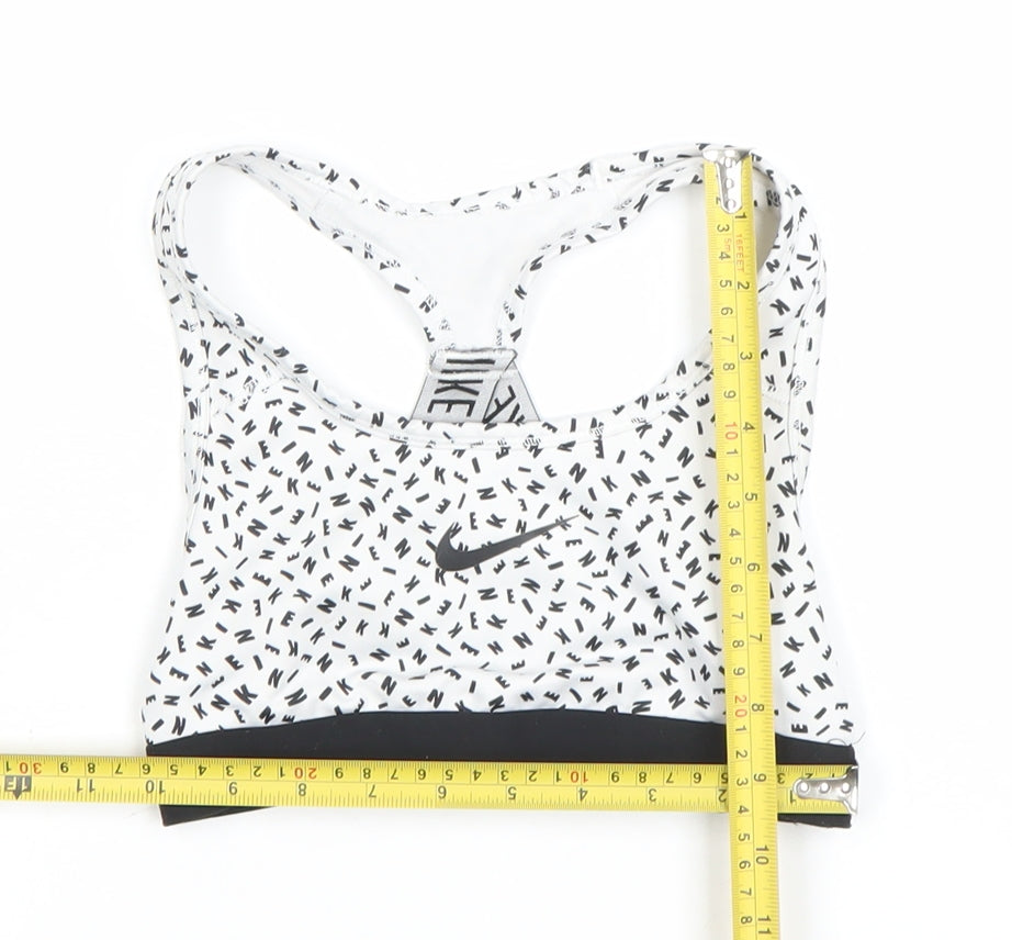 Nike Girls White Black Dri-FIT Sports Bra M Athletic Tank Top