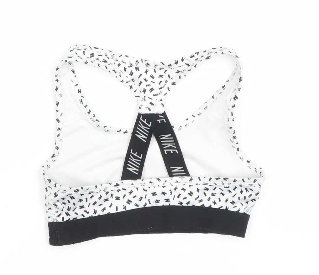 Nike Girls White Black Dri-FIT Sports Bra M Athletic Tank Top