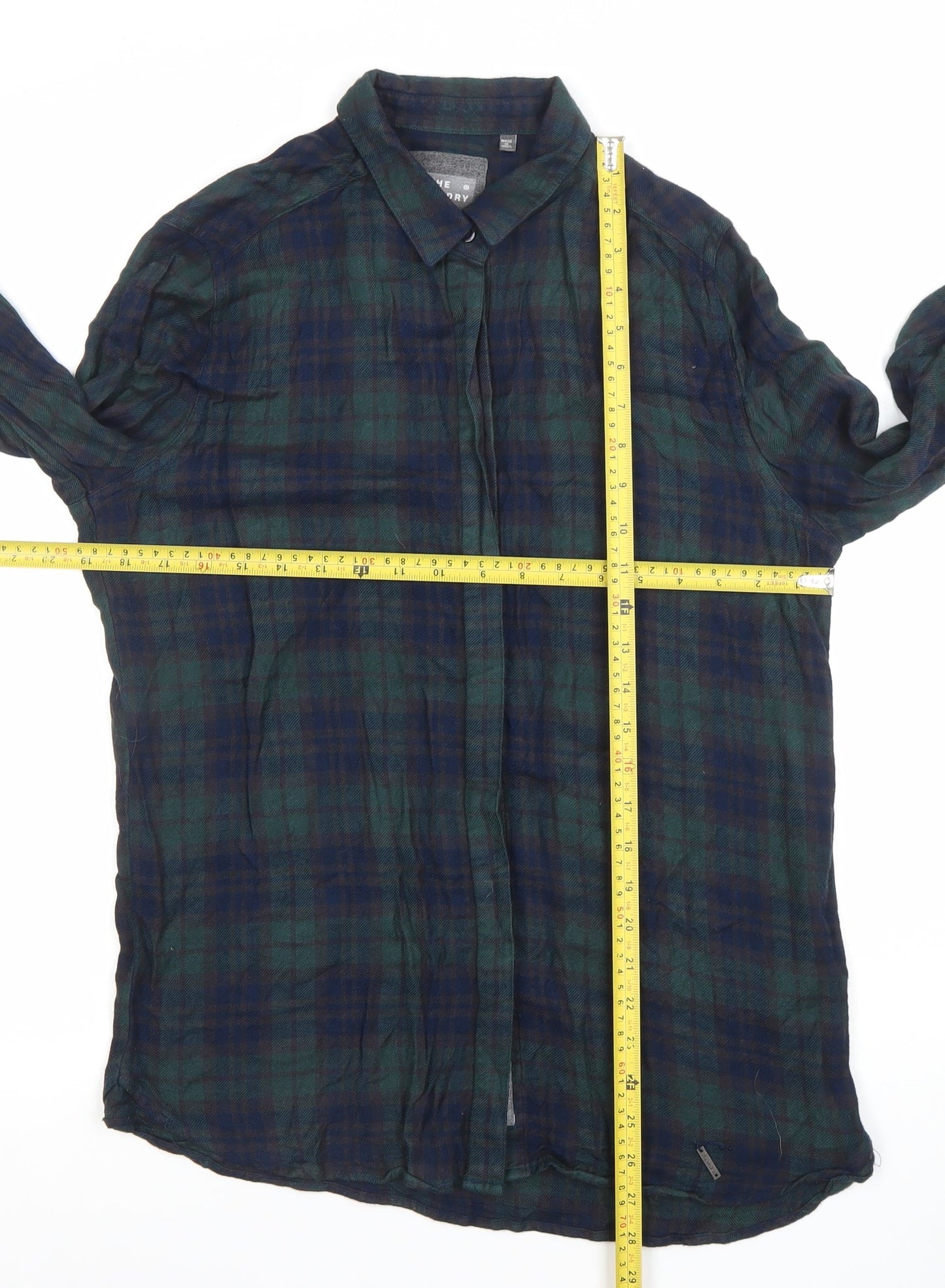 Superdry Men Green Blue Plaid Button-Up Shirt Size S Viscose