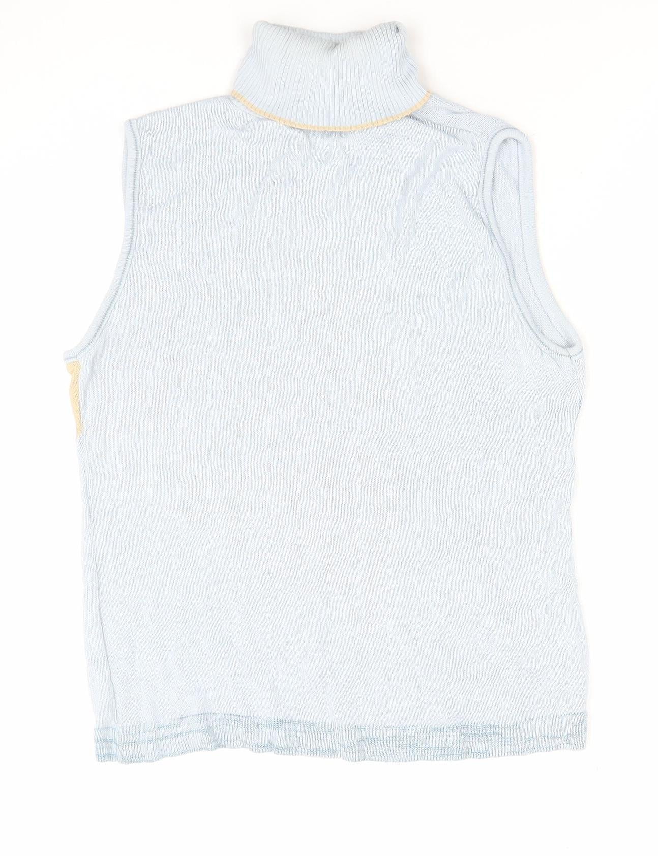 Carrig Donn Women's Blue Beige Knit Sleeveless Roll Neck Tank Top M