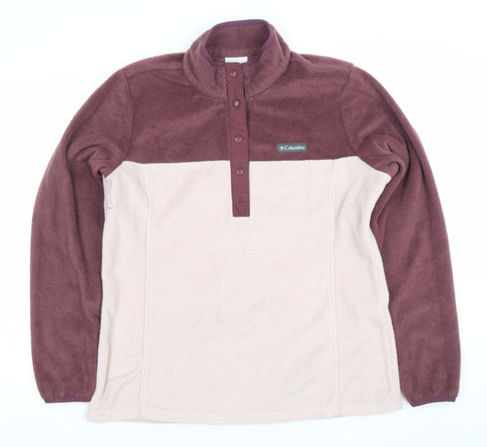 Columbia Womens Purple Beige Fleece Pullover Sweatshirt Size 7